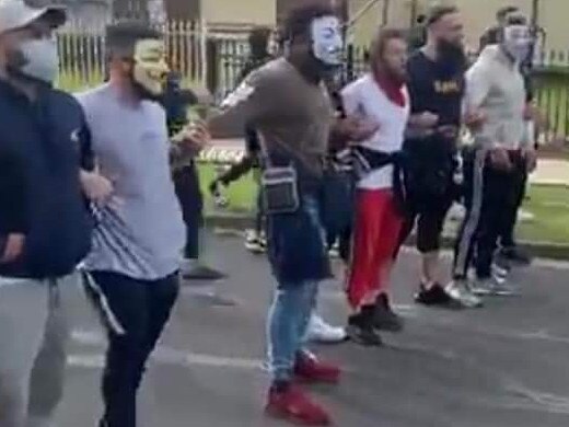 Anti-lockdown protesters in Roxburgh Park last Sunday.