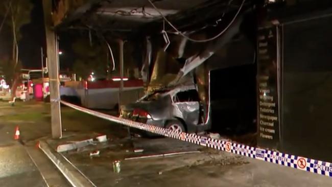 Mount Pritchard Supermarket on Meadows Rd went up in flames just after 2am on Friday. Picture: 7News