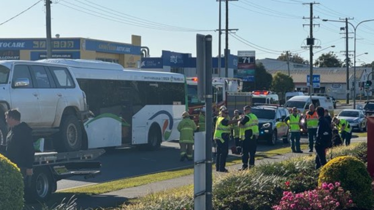 A bus and car collided in Buderim. Photo: Madeline Grace