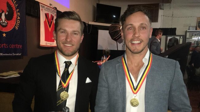 River Murray Football League Mail Medal winners Clint Diment (left) and Taite Silverlock. Picture: Facebook