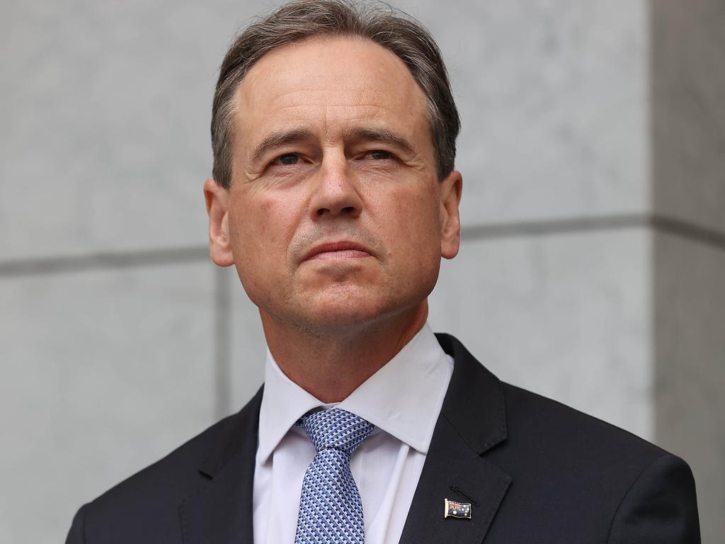 Greg Hunt at a press conference. Picture: NCA NewsWire / Gary Ramage