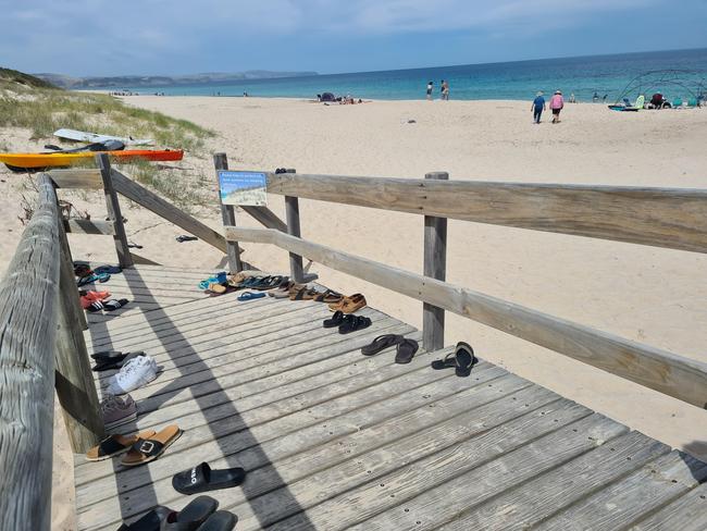 This image of a South Australian beach has been used online to show how trusting Australians can be. Picture: Reddit.