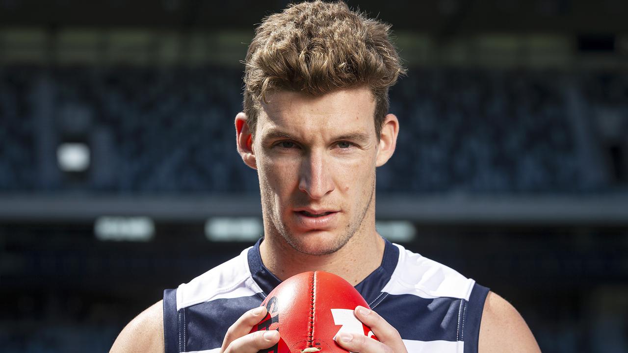 GEELONG, AUSTRALIA - OCTOBER 28: Josh Jenkins poses during a media opportunity after signing a contract with the Geelong Cats at GMHBA Stadium on October 28, 2019 in Geelong, Australia. (Photo by Daniel Pockett/Getty Images)