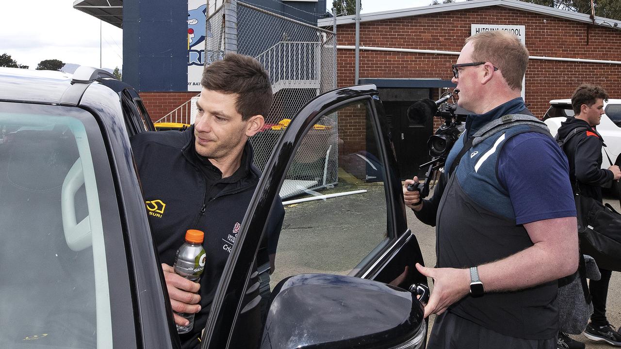 Tim Paine leaves Queenborough Oval, Hobart. Picture: Chris Kidd