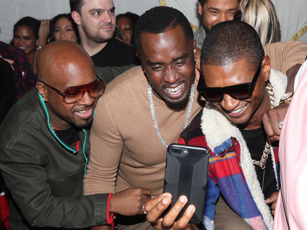 Usher and Diddy with fellow musician Jermaine Dupri parting at DJ Khaled's birthday party back in 2017 in Beverly Hills. Picture: Jerritt Clark/Getty Images