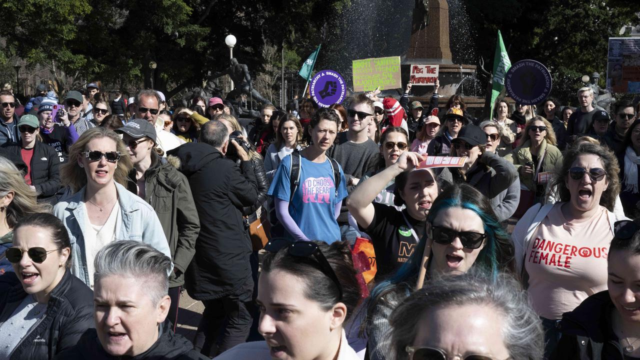 Hundreds of men and women took part in march. Picture:NewsWire/ Monique Harmer