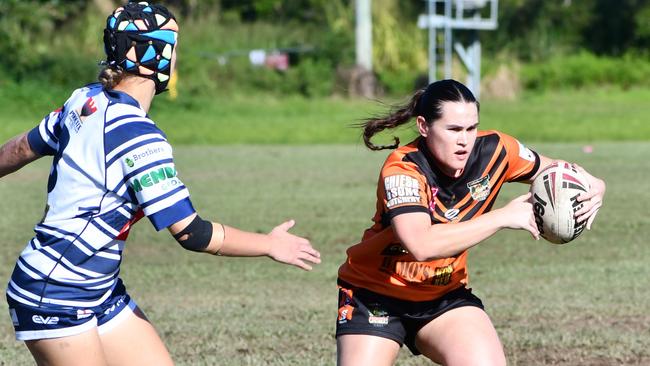 The Herbert River Crushers Women’s team drew 20-20 with Townsville Brothers in a hard-fought contest in Ingham on Saturday. Picture: Cameron Bates