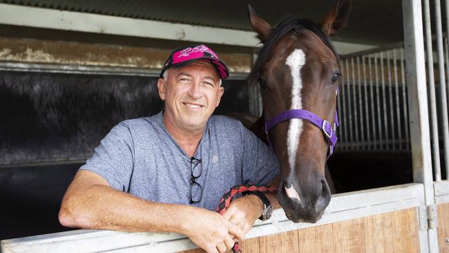 Trainer Rob Heathcote and Rothfire. Picture: AAP
