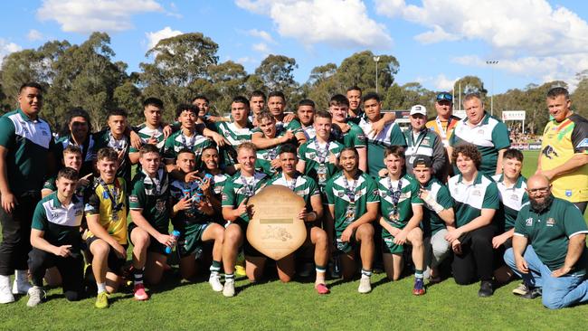 U19 Division 1 Champions: St Marys celebrate after being crowned premiers following a double extra-time 26-all draw with Glenmore Park. Picture: Steve Montgomery