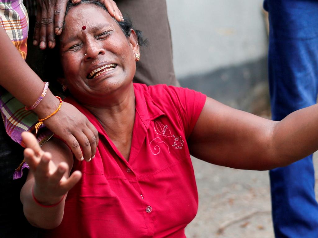 A relative of a victim weeps at the police mortuary in Colombo. Picture: Reuters