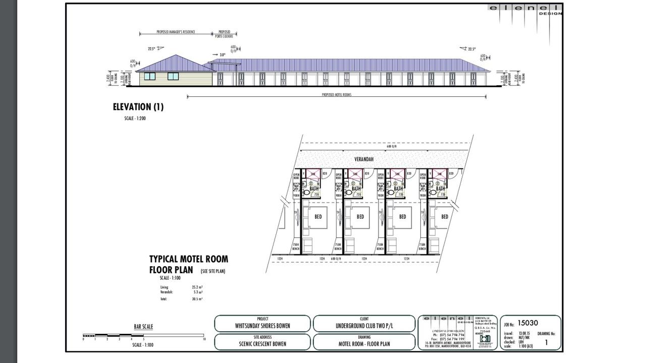 Designs of the motel at the proposed holiday park.