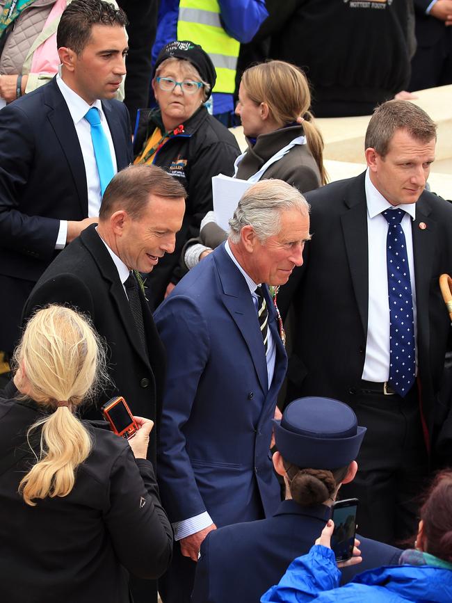 Anzac Day 100th anniversary at Lone Pine in Gallipoli, Turkey, in 2015. King Charles and Tony Abbott pictured.