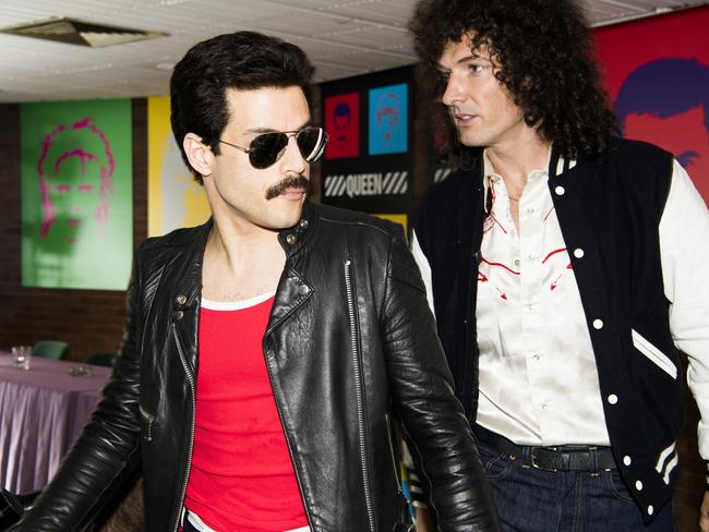 There was a strong response to Rami Malek’s embodiment of Freddie Mercury in the trailer for Queen biopic Bohemian Rhapsody. Gwilym Lee plays guitarist Brian May. The trailer has yet to be released to the public. Picture: Alex Bailey/Twentieth Century Fox