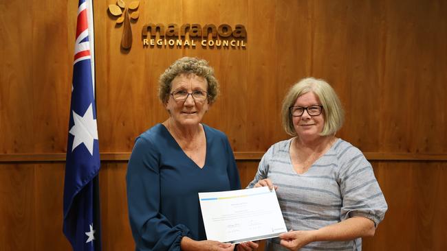 Wendy Taylor became the first female mayor of the Maranoa Regional Council on April 4, 2024. Wendy Taylor (left), Edwina Marks (right).