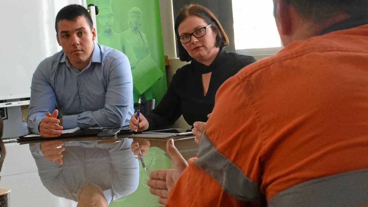 Stories of labour hire workers fearing their job security were heard at a round table meeting in Gladstone yesterday with Labor's Shadow Assistant Minister for workplace relations spokeswoman Lisa Chesters and the Labor candidate for Flynn, Zac Beers. Picture: Tegan Annett