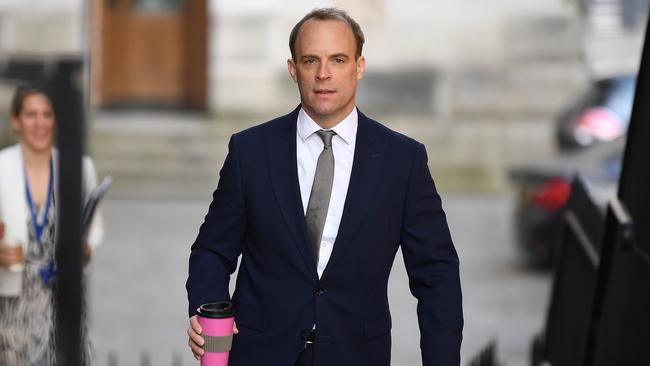 Britain's Foreign Secretary Dominic Raab walks from the Foreign Office towards 10 Downing Street in central London to attend the Government's daily COVID-19. Picture: Picture: Daniel Leal-Olivas/AFP