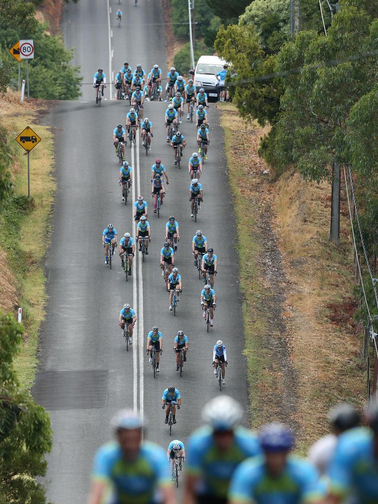 Riders pick up some speed down a hill. Picture: Tate Schmaal.