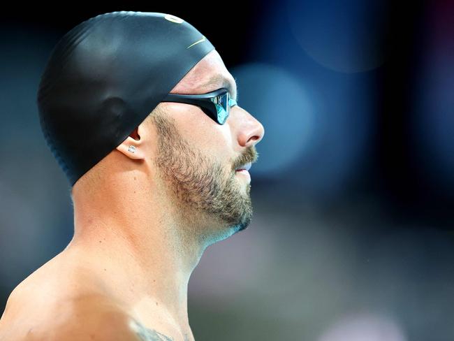 Australiaâs Kyle Chalmers prepares to compete in the final of the men's 100m freestyle event during the Australian swimming championships on the Gold Coast on April 20, 2023. (Photo by Pat Hoelscher / AFP) / -- IMAGE RESTRICTED TO EDITORIAL USE - STRICTLY NO COMMERCIAL USE --