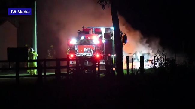 Caravan fire in Shannon Brook, south of Casino. Photo: Jackson Whitney/The Indy and JW Media