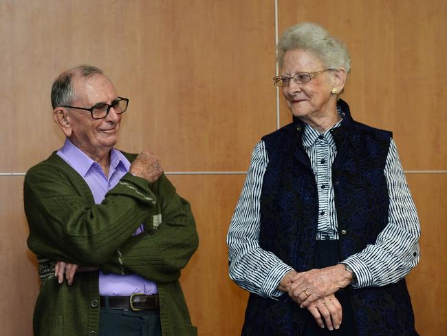 Friends Terry Hayes with Berenice Wright at a Mackay Regional Council award ceremony where he received a Pride of the Region award.