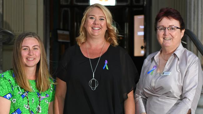 Award winners Laura Loucks (Excellence in Beginning to Teach), Jennifer Irving (Innovation in Teaching) and Norah Parsons (<i>The Courier-Mai</i>l Outstanding Contribution to Teaching). Picture: John Gass