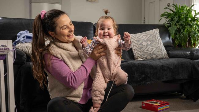 10-06-2024 Emily Burke with daughter Phoebe to go with heart kids story. Picture: Brad Fleet