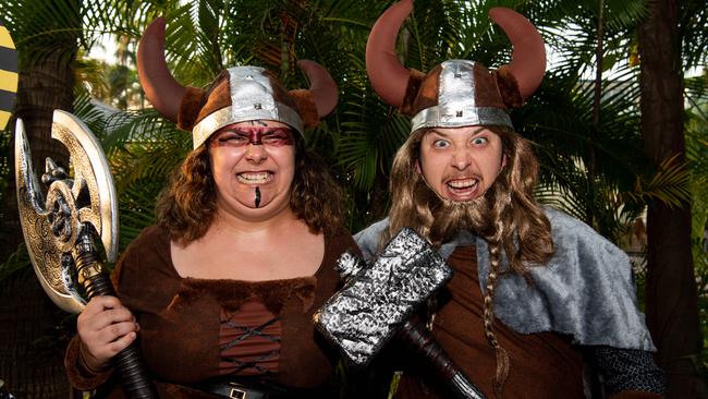 Matt Barber and Storm Barber- Reynolds at the 2024 Dinah Beach Viking Funeral. Picture: Pema Tamang Pakhrin