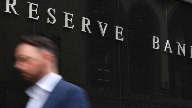 A pedestrian passes the Reserve Bank of Australia (RBA) in Sydney. Picture: NCA NewsWire/Joel Carrett