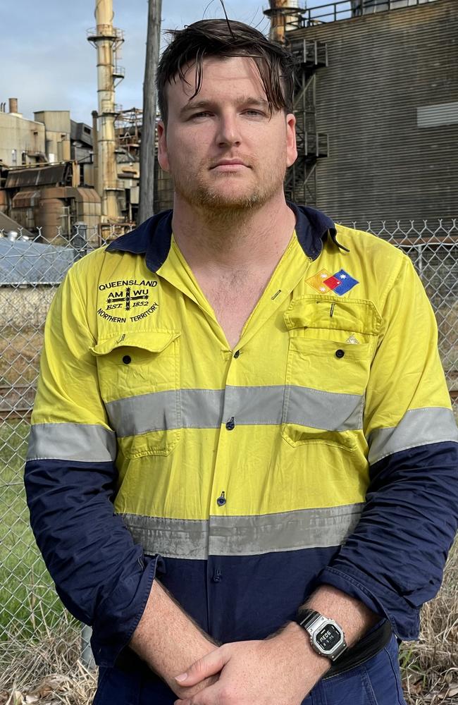 Aaron Neary, an organiser for the Australian Manufacturers Workers Union, spoke on behalf of the striking workers at Plane Creek. Photo: Fergus Gregg