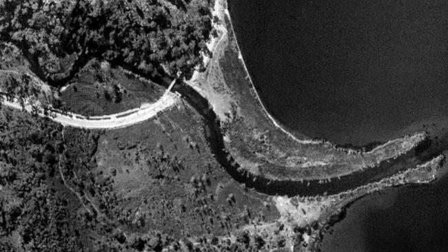 A 1943 aerial photo of the mouth of Middle Creek. Courtesy Lands Department