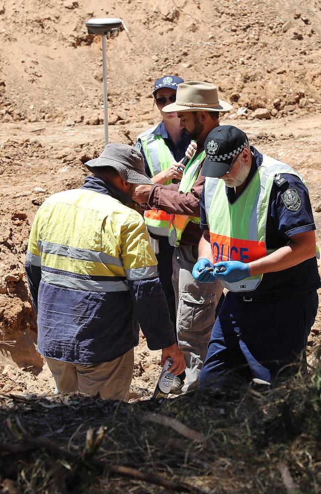 Forensic investigators dig at Adelaide’s Castalloy factory for traces of the Beaumont children, who vanished in 1966. Picture: Dylan Coker.