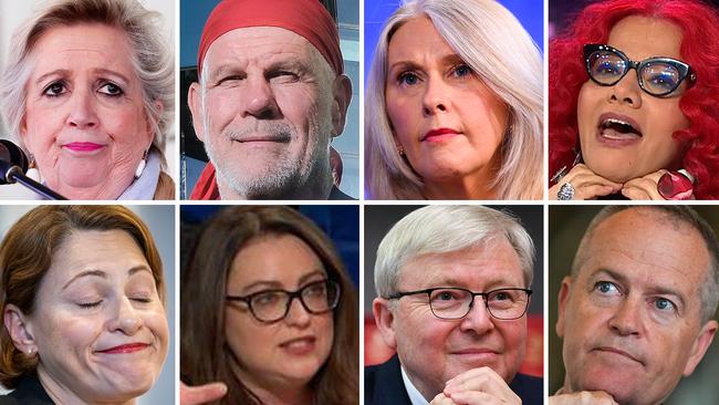 The Mocker is predicting a big 2020 for the likes of (clockwise, from top left) Jane Caro, Peter FitzSimons, Tracey Spicer, Mona Eltahawy, Bill Shorten, Kevin Rudd, Van Badham and Jackie Trad.