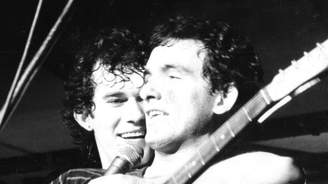 Cold Chisel's Jimmy Barnes and Ian Moss in concert in 1981. Picture: News Corp