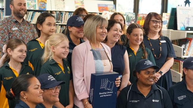 Minister for Education and Training Jo Hersey announces the ‘Boosting Literacy and Numeracy Plan’ at Katherine South Primary School. Picture: Supplied.