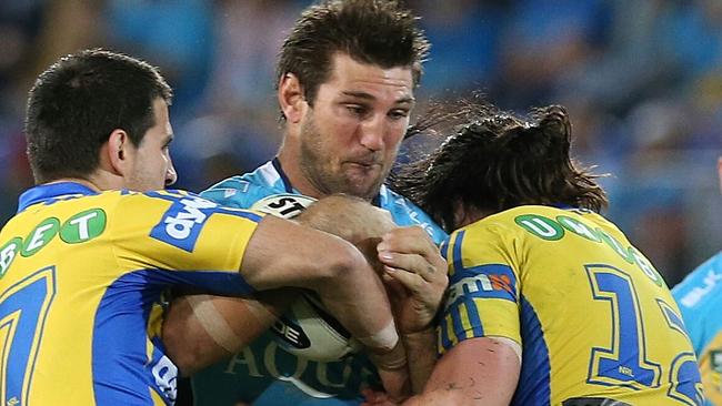 Dave Taylor in action for the Gold Coast Titans. Picture Glenn Hampson