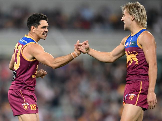 The two stars will play a big role in a Brisbane side missing Joe Daniher. Picture: Matt Roberts/AFL Photos/via Getty Images