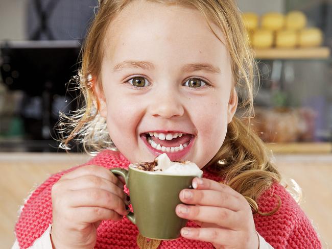 Ava Redman, 3, enjoys a free babycinos at Brother Nancy Cafe, Footscray. Picture: Nathan Dyer