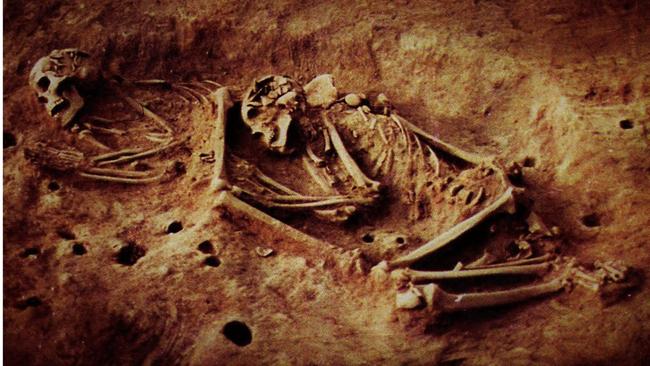 The skeletons of two hunter-gatherers excavated at the Checua archaeological site. Picture: Ana Maria Groot/Universidad Nacional de Colombia