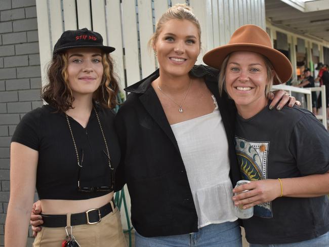 Monique Murphy, Lily Bartlem and Courtney Norman at the AFL Capricornia grand finals, Rockhampton Cricket Grounds, September 10, 2022.