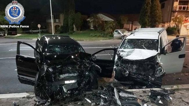 Investigations are underway after four people were injured in a multi-vehicle crash in Prairiewood on Wednesday. Picture: NSW Police