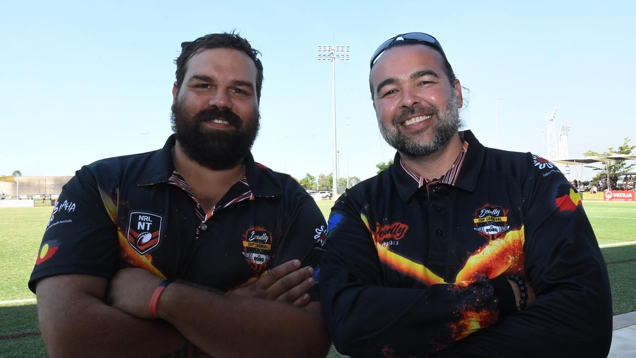 South Darwin Rabbitohs coach Willie May (L) also coached the Indigenous All Stars at the 2022 Deadly Cup. Picture: (A)manda Parkinson