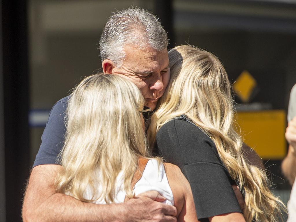 Family members gather on the one-year anniversary of the Westfield Bondi stabbing that killed 6 people. Picture: NewsWire / Jeremy Piper