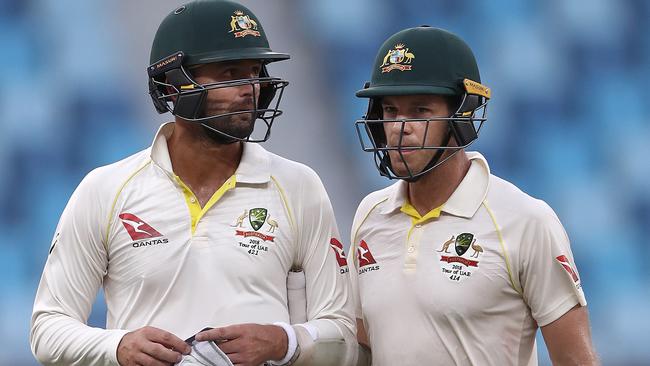 Tim Paine and Nathan Lyon endured nervy moments before the draw was secured.