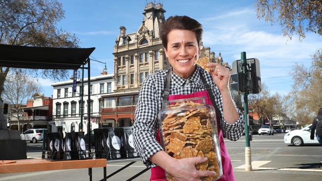 PR to peanuts: Greta Donaldson gave up PR in Melbourne to make peanut brittle in Bendigo. Picture: Rebecca Michael.