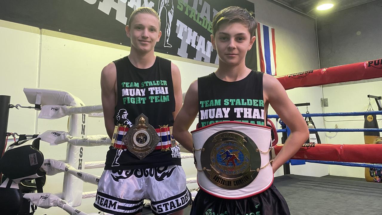 Dre Stalder (left) with Jayden Carroll of Team Stalder Muay Thai.