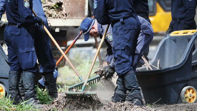 Police officers search a site on Thursday less than a kilometre from where William Tyrrell was last seen in 2014. Picture: NCA NewsWire / Peter Lorimer