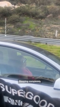 Tesla driver drives while asleep at the wheel