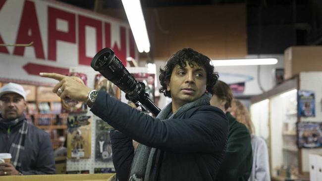 Writer-director M. Night Shyamalanon on the set of the movie Glass. . Picture: Jessica Kourkounis