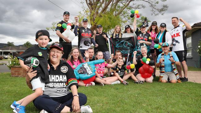 Ashton Turner (4), his grandmother Bea Turner and their extended family of Panthers fans. Picture: Richard Dobson