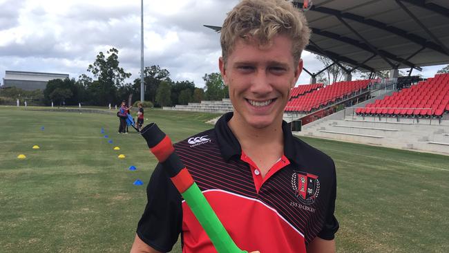 Gregory Terrace cricketer Will Prestwidge with the special bat grip.